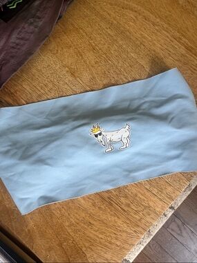 Light Blue Kids Stretch Headband with Fun Goat Patch